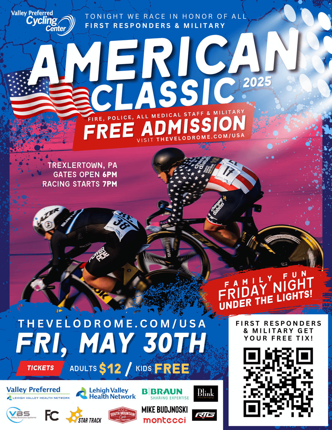 Valley Preferred Cycling Center to Host “First Responders Night” on Opening Night American Classic – May 30, 2025
