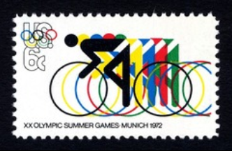 1996 Vintage Olympic Cycling Cufflinks – Featuring 1972 Munich Olympics US Stamp Design