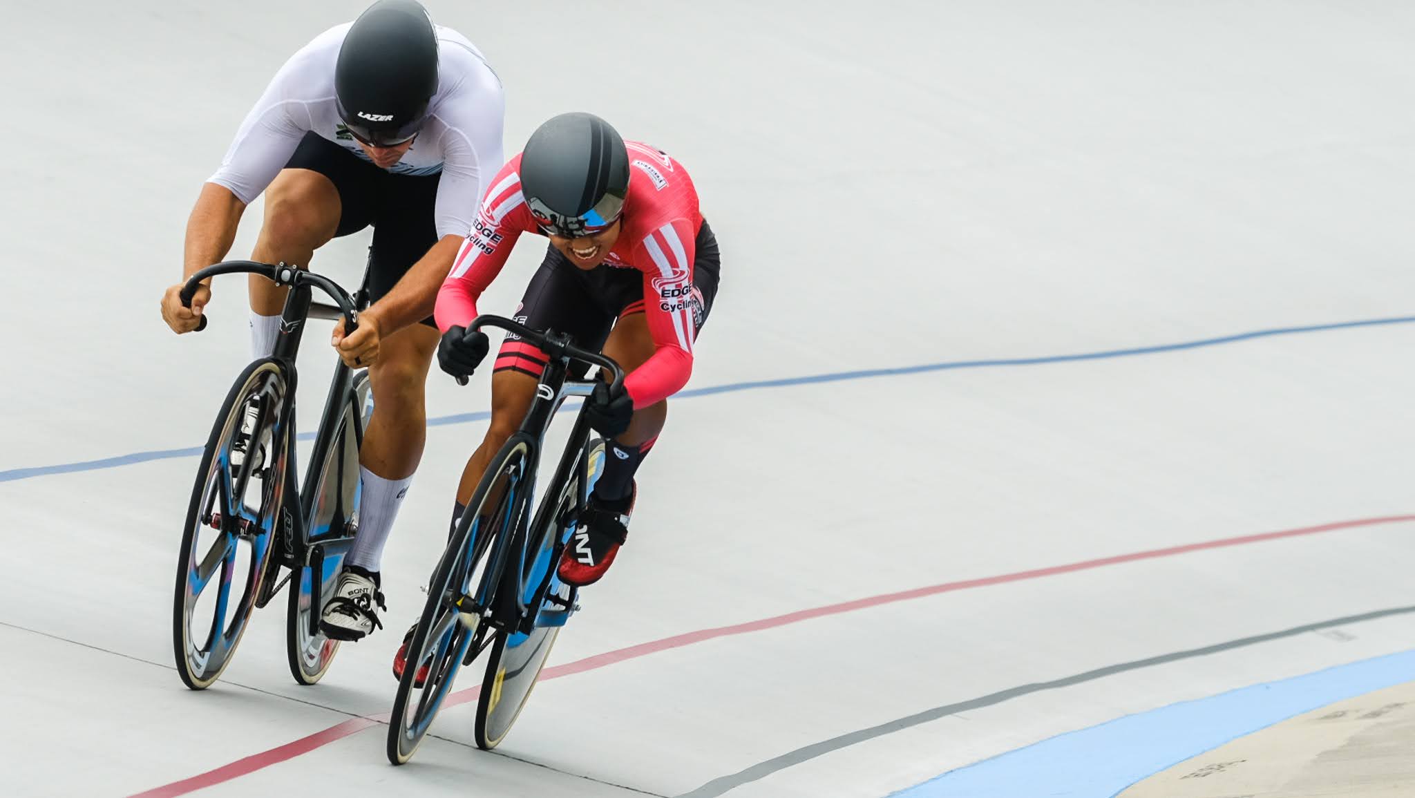 Riders competing in a match sprint